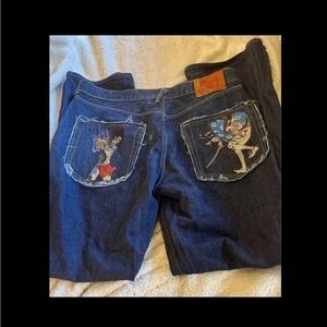 Embroidered Dark Blue Jeans